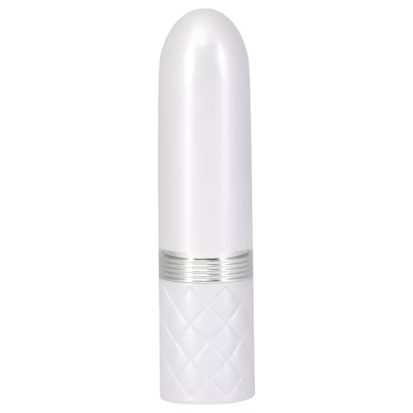 Pillow Talk Lusty - vibrator tip baghetă cu limbă, pe acumulator (alb-roz)