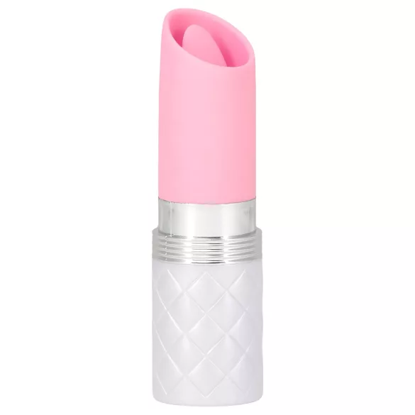 Pillow Talk Lusty - vibrator tip baghetă cu limbă, pe acumulator (alb-roz)