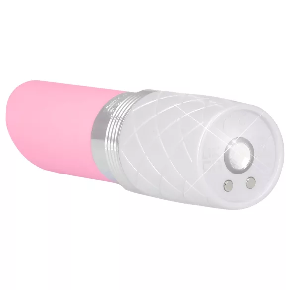 Pillow Talk Lusty - vibrator tip baghetă cu limbă, pe acumulator (alb-roz)