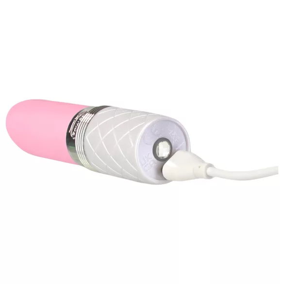 Pillow Talk Lusty - vibrator tip baghetă cu limbă, pe acumulator (alb-roz)