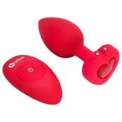   b-vibe heart - vibrator anal roșu, reîncărcabil și cu telecomandă