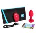 Inimioară b-vibe - vibrator anal cu telecomandă, roșu și reîncărcabil