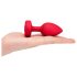 Inimioară b-vibe - vibrator anal cu telecomandă, roșu și reîncărcabil