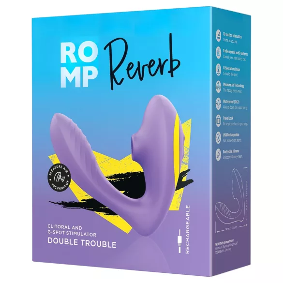 ROMP Reverb - vibrator 2în1 cu undă de aer pentru punctul G (mov)