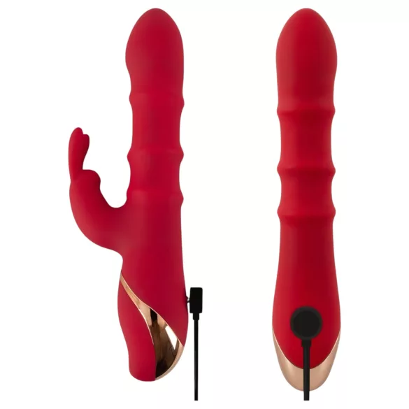 You2Toys Rabbit - vibrator cu inel mobil - silicon roșu