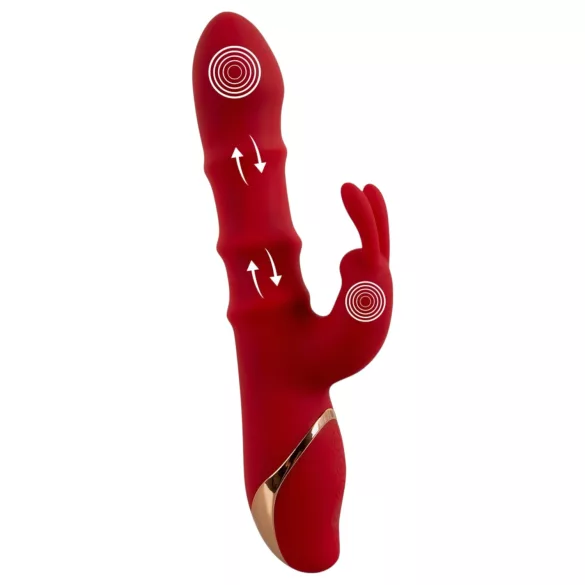 You2Toys Rabbit - vibrator cu inel mobil - silicon roșu
