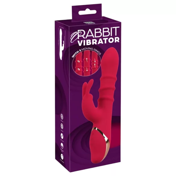 You2Toys Rabbit - vibrator cu inel mobil - silicon roșu