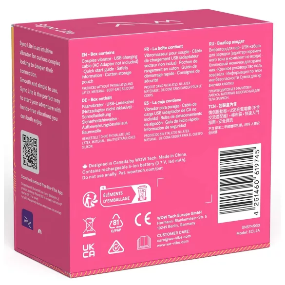 We-Vibe Sync Lite - vibrator pentru cuplu control wireless - roz