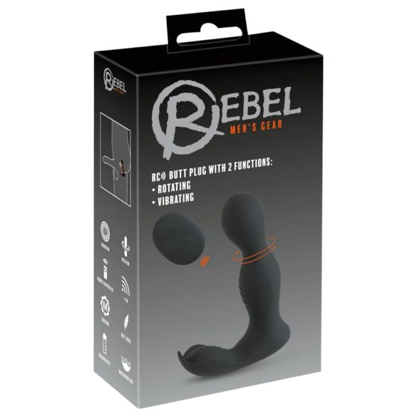 Rebel - vibrator prostată 2 în 1 cu telecomandă - silicon negru