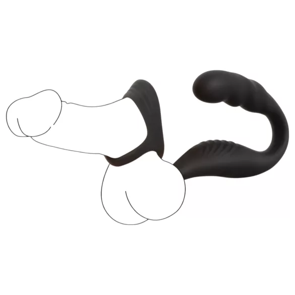 Rebel - vibrator prostată cu inel pentru penis și testicule - negru