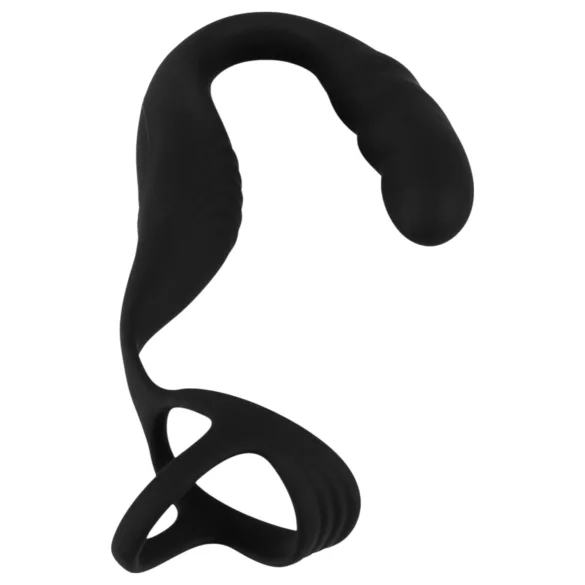 Rebel - vibrator prostată cu inel pentru penis și testicule - negru