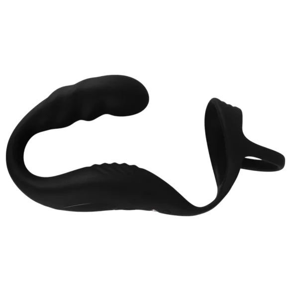 Rebel - vibrator prostată cu inel pentru penis și testicule - negru
