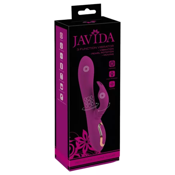 Javida - vibrator rotativ 3 în 1 cu mărgele (mov)