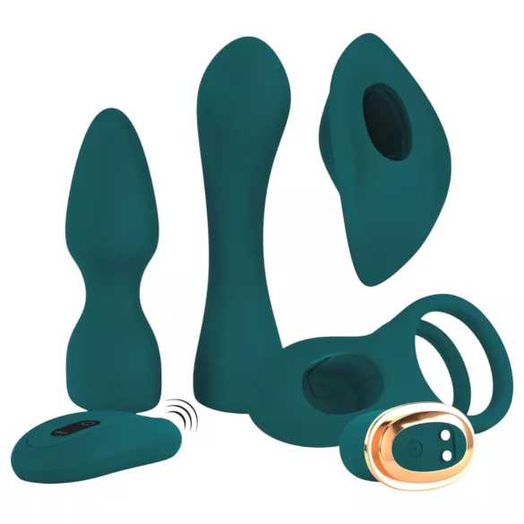 Couples Choice - vibrator 4 în 1 reglabil cu telecomandă (turcoaz)