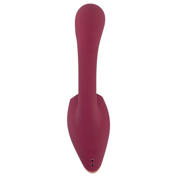 Javida - vibrator 2în1 cu limbă - silicon roșu