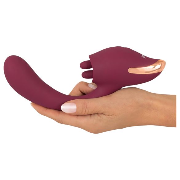 Javida - vibrator 2în1 cu limbă - silicon roșu
