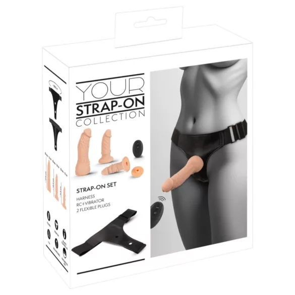 You2Toys - dildo strap-on set - culoare natur