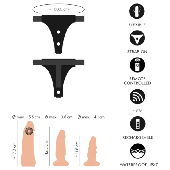 You2Toys - dildo strap-on set - culoare natur