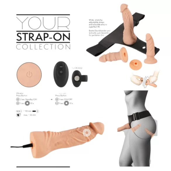 You2Toys - dildo strap-on set - culoare natur