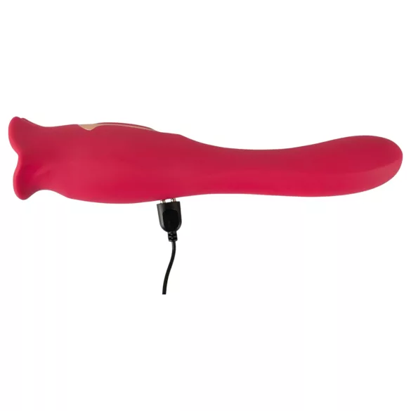 You2Toys - vibrator 2în1 cu limbă (roz)