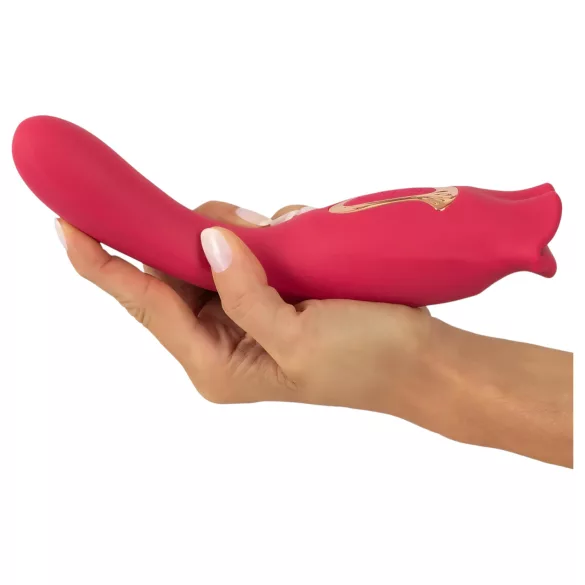 You2Toys - vibrator 2în1 cu limbă (roz)