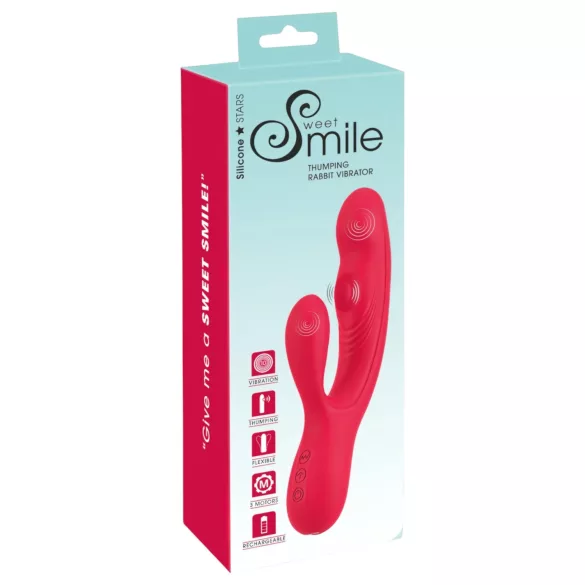 Smile Thumping Rabbit - vibrator cu 3 motoare - reîncărcabil - roșu