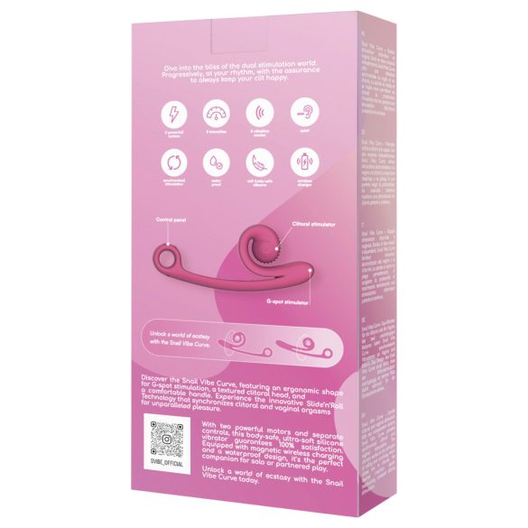 Snail Vibe Curve - vibratoare dublu stimulare clitoris și punct G - silicon roz