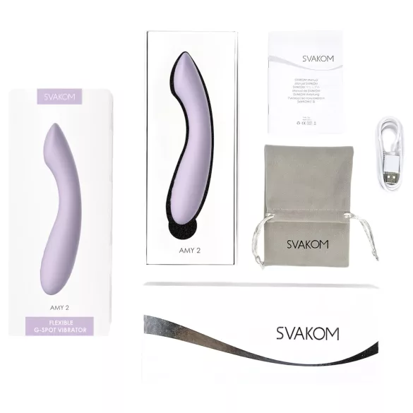 Svakom Amy 2 - vibrator cu acumulator, rezistent la apă, pentru punctul G (mov)