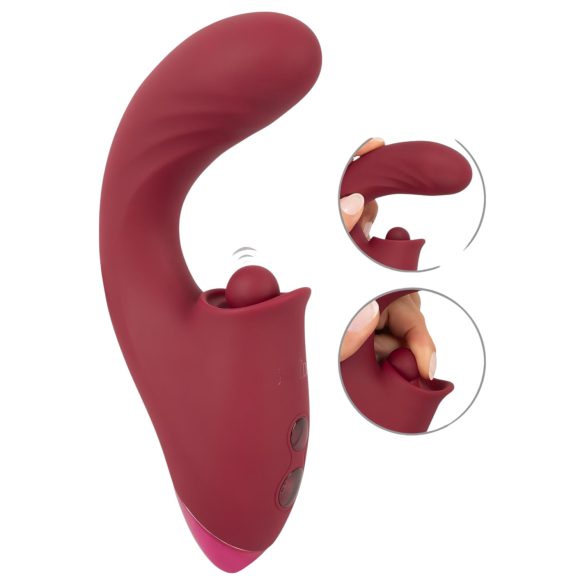 Javida - vibrator 3 în 1 cu limbă - silicon roșu