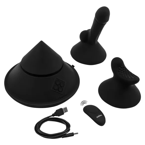 The Cowgirl Cone - mașină sexuală inteligentă cu accesorii diverse - negru