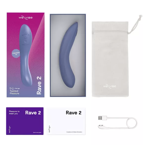 We-Vibe Rave 2 - vibrator pentru punctul G controlat prin aplicație (albastru)