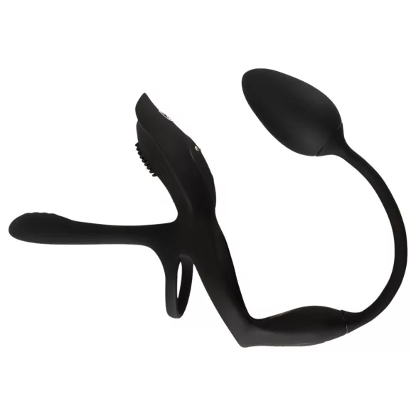 Couples Choice - inel penis multifuncțional cu vibrații - silicon negru