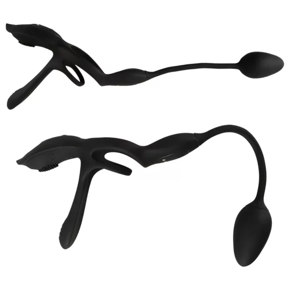 Couples Choice - inel penis multifuncțional cu vibrații - silicon negru