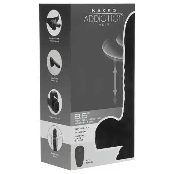 Naked Addiction - vibrator realist rotativ și cu pulsații - negru