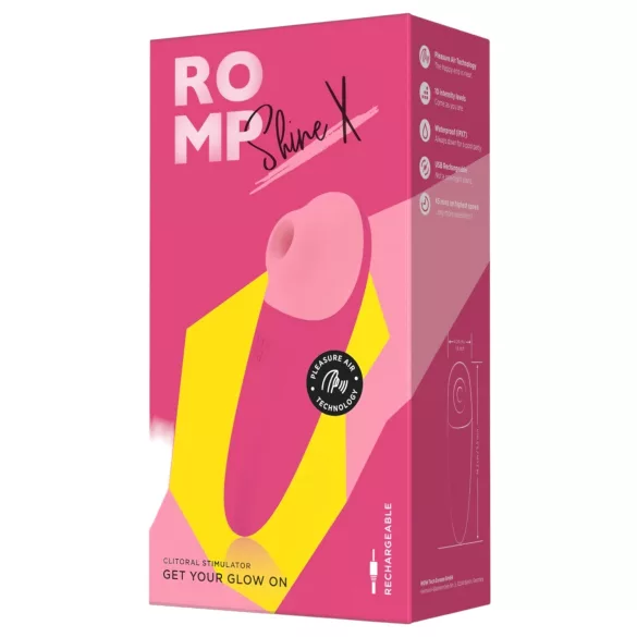 ROMP Shine X - stimulator clitoridian cu unde de aer reincarcabil - roz