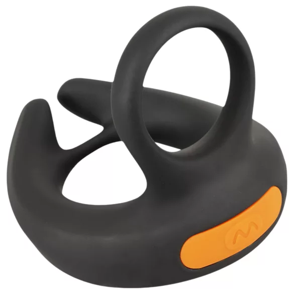 Rebel - inel pentru penis cu vibrații și vibrator testicular - negru