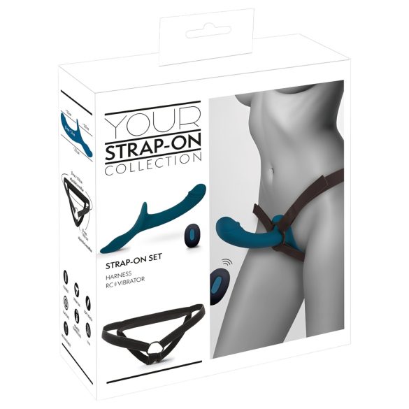 You2Toys - strap-on vibrator set - negru-albastru
