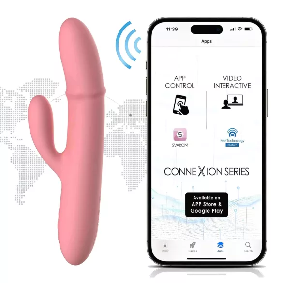 Svakom Mora Neo - Vibrator cu braț pentru clitoris cu bile, controlat prin aplicație (roz)