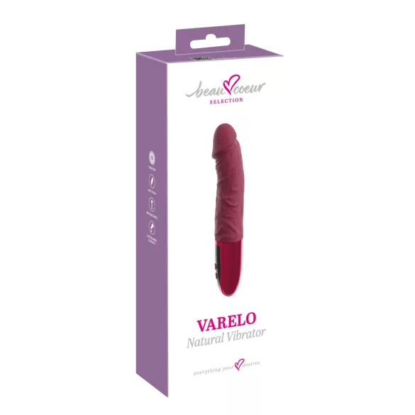 Beau Coeur Varelo - vibrator realist din silicon, cu acumulator (roșu)
