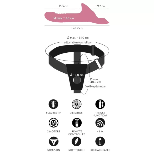 You2Toys - set vibrator cu curea - roșu