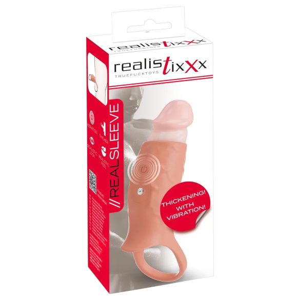 Realistixxx - mânecă penis cu vibrații deschisă - culoare naturală