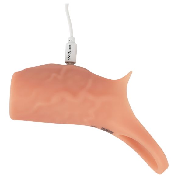 Realistixxx - mânecă penis cu vibrații deschisă - culoare naturală