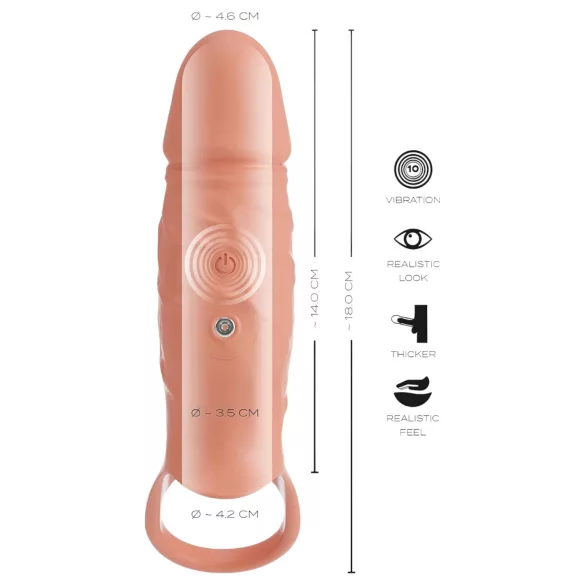 Realistixxx - mânecă realistă pentru penis cu inel și vibrații - natur
