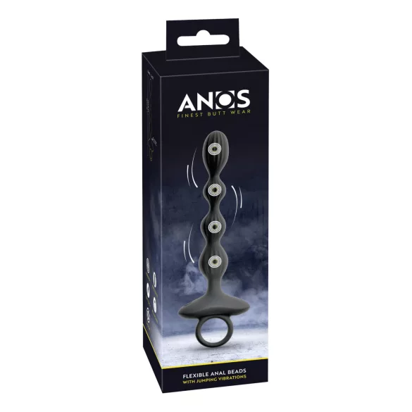 Anos - Vibrator anal cu 2 motoare și bile mobile (negru)