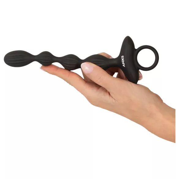 Anos - Vibrator anal cu 2 motoare și bile mobile (negru)
