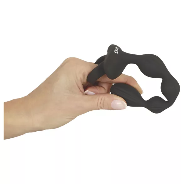 Anos - Vibrator anal cu 2 motoare și bile mobile (negru)