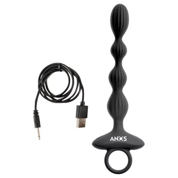 Anos - Vibrator anal cu 2 motoare și bile mobile (negru)