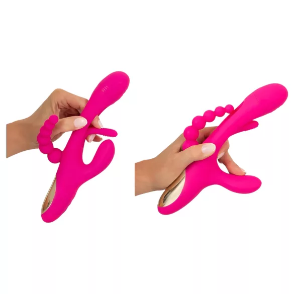 SMILE - vibrator cu trei brațe, cu limbă (roz)