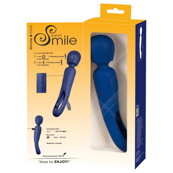 Smile - 2în1 vibrator-maseur cu limbă (albastru)
