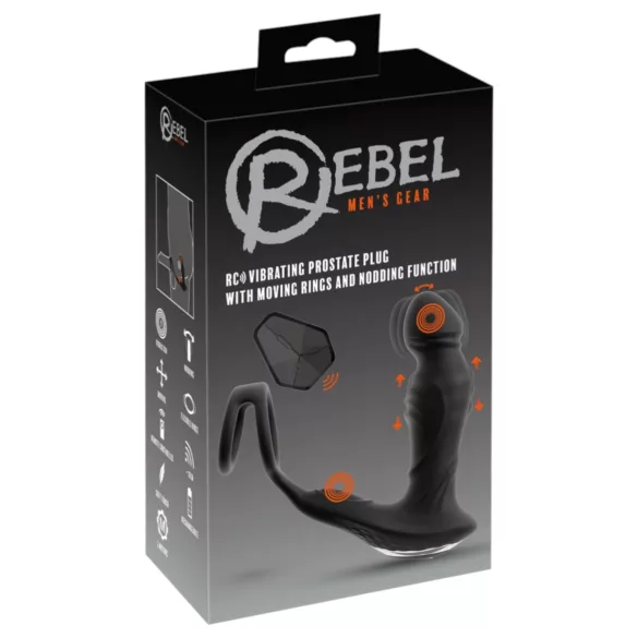 Rebel - vibratoare prostată cu funcție de împingere - silicon negru